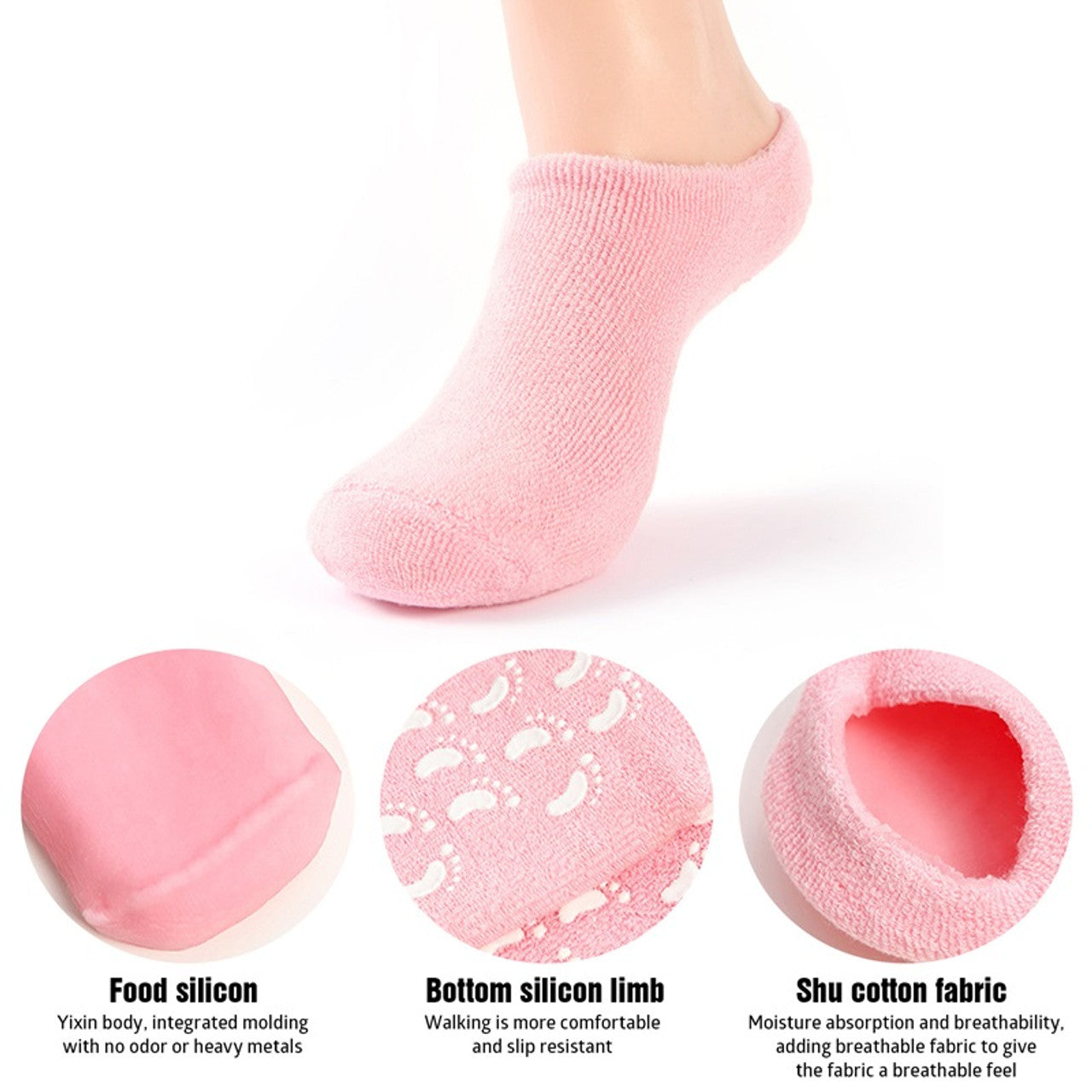 Pair of Reusable SPA Silicone Gel Socks