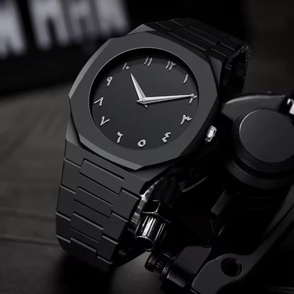 Minimalist Polycarbon Arabic Numerals Black Arabic Watch