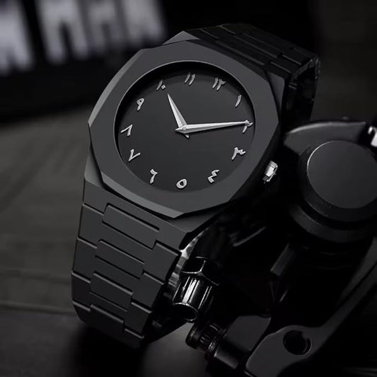 Minimalist Polycarbon Arabic Numerals Black Arabic Watch